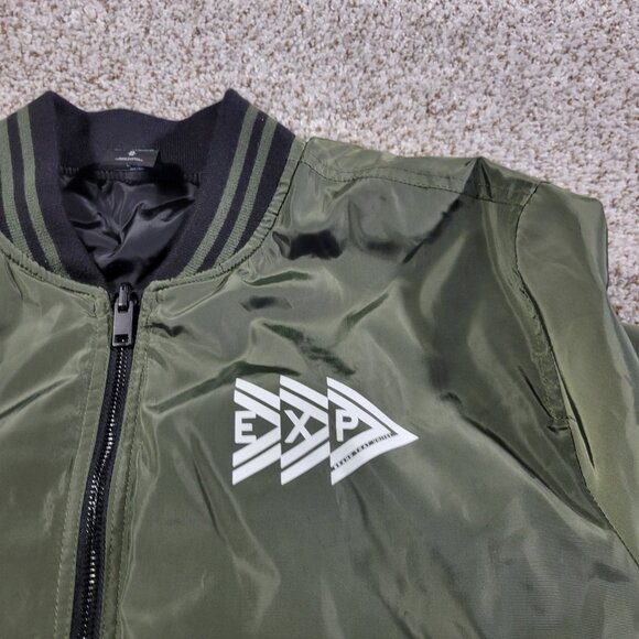 Express Jacket Men’s Medium Green Black Full Zip Reversible Spellout Pockets - Picture 2 of 10